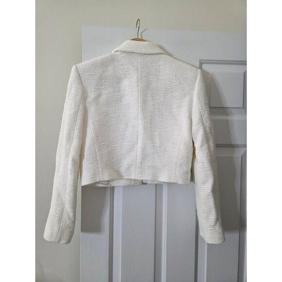 Zara White Tweed Crop Blazer XS $119 - Picture 10 of 12